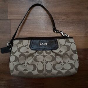 Coach Tan and Brown Signature Wristlet